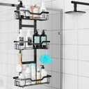 Moforoco Over The Door Shower Caddy, Hanging Shower Organizer Storage, 3-Tier Black Over The Door Pantry Organizer for Inside Shower, Home & Kitchen Organization (MATTE BLACK)