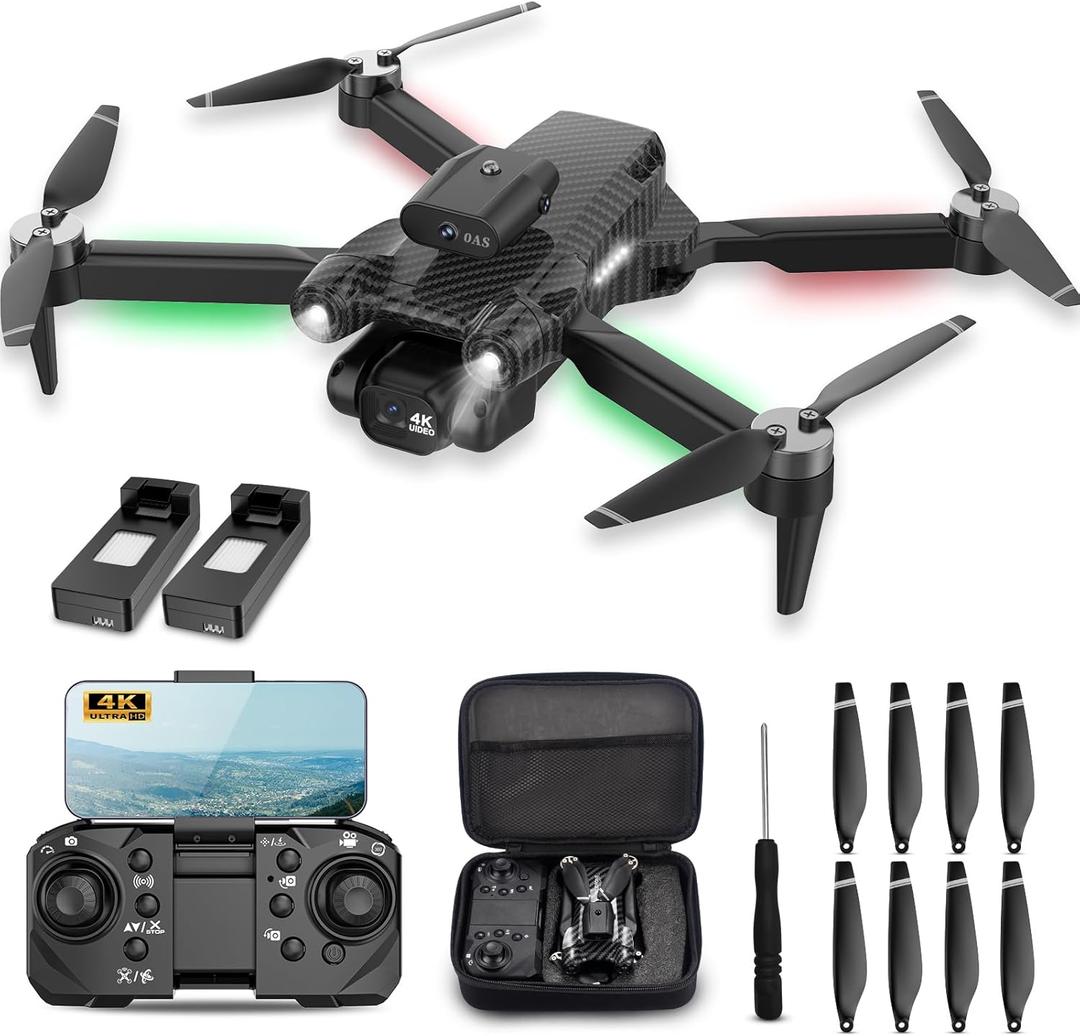 4K Camera Drone for Kids 8-12 & Adults - Beginner-Friendly Mini Drone with Emergency Stop, Headless Mode,360° Flips, Carrying Case & 2 Batteries, RC Quadcopter Toys for Boys Girls Age 6-14-Charcoal black