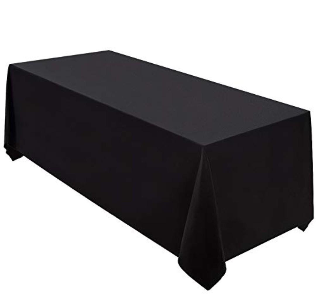 Surmente Black Tablecloth 90 x 132-inch Rectangular Polyester Table Cloth for Weddings, Banquets, or Restaurants 2 Pack