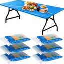 Boao 6 Pcs Disposable Plastic Tablecloth Parties Picnic Table Covers with Elastic Fitted Elastic Plastic Table Cover Rectangle Waterproof for Indoor, Outdoor, Picnic, Camping (Blue,72 x 30 Inch)