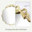 25.75Inch Decorative Gold Bow Metal Wall Mirror - Elegant Wavy Edge Accent Mirror for Bedroom, Bathroom, Entryway & Living Room Home Decor