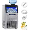 100LBS/24H Commercial Ice Maker Machine, Dual Water Inlet Under Counter or Freestanding Ice Machine, 36 Cubes/Cycle with 22LBS Storage for Home, Bar, Restaurant, Coffee Shop