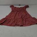 YOBECHO Womens Summer Ruffle Sleeve Sweetheart Neckline Printing Dress Mini Dresses (Small, Brick Red)