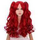 Red Wig for Kids Girls Burgundy Red Wig with Bangs Kids Ponytail Wigs Child Long Curly Wavy Wigs for Daily Halloween Party Cosplay