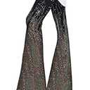 BLENCOT Women's Glitter Sequin Wide Leg Palazzo Pants High Waist Bell Bottoms Party Flared Trousers Blue S 