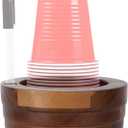 Wooden Cup Holder with Marker Slot, Acacia Wood Paper Cup Dispenser Rustic Storage Organizer for Parties Kitchen Bathroom Housewarming Gift