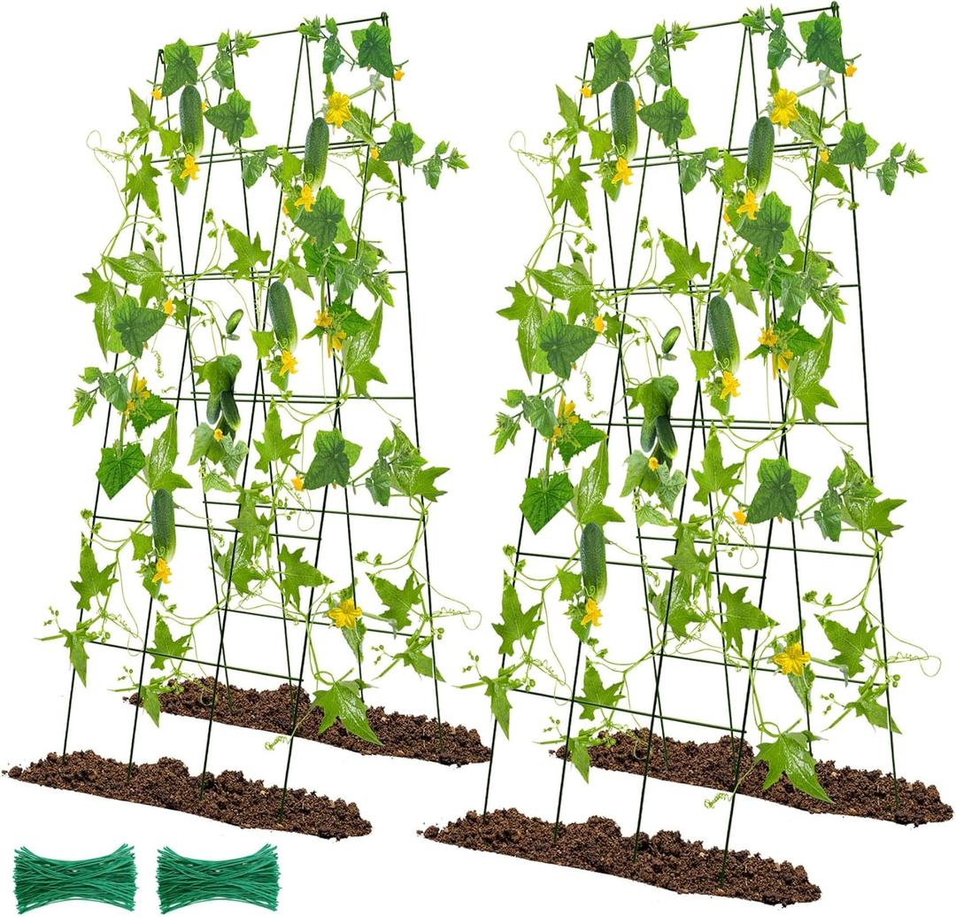 48" Hx 18" L Cucumber Trellis for Garden A Frame Plant Support for Raised Bed, Outdoor Indoor Plant Garden Trellis for Climbing Plants (2 Packs)
