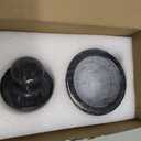 Mortar and Pestle Set, Marble Mortar and Mushroom Pestle,4 inch,1/2 Cup,Stone Grinder with Brush Placemat for Pills Herbs Spices,Easy to Grip,Gets a Fine Grind Easily,Pill Crusher,Black