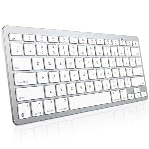 OMOTON Wireless Keyboard for Mac, Bluetooth Keyboard for Mac - No Number Pad, Compact Travel Design for Coffee Shop, Home Office, macOS Function Keys, Compatible with MacBook Pro/Air/iMac, Silverwhite