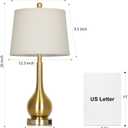 Rinweey 26" Gold Lamps Set of 2 for Living Room, Touch Control Table Lamps for Bedroom, 3-Way Dimmable Bedside Lamps for Nightstand with with USB A+C Ports (2 LED Bulbs Included)