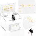 ZENFUN Acrylic Suggestion Box with Lock, Donation Box with 100pcs Raffle Tickets Cards, Clear Ballot Boxes with Sign Holder,Collection Tip for Charity, Voting