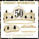 50th Birthday Decorations for Men, 10 Pcs 50 Year Old Happy Birthday Crown Party Gifts 1976 Sash Tiara Balloons Cake Topper and Candles King Black Gold Decor Supplies