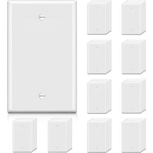 BESTTEN 50 Pack 1-Gang Blank Wall Plate, UL Listed, No Device Outlet Cover, H4.53 x W2.76, Unbreakable Polycarbonate Thermoplastic Wallplate, White