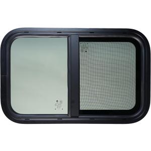 RV Window, 24" W x 15" H Trailer Window, Camper Windows Replacement, Teardrop Horizontal Slide RV Push Out Window (with Trim Kit)