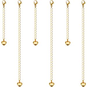 6Pcs 18K Gold Plated Necklace Extenders for Women, Hypoallergenic Bracelet Chain Extenders Set, Extensions 2", 4" Inches (18K Gold Plated (6Pcs))