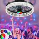 Disco Ceiling Fans with Lights,7 Color Disco Ball Modes, Flush Mount Low Profile Ceiling Fan with Light and Remote Control Dimmable 3 Color Reversible Motor 6 Speeds for Bedroom Living Room Party (Black)