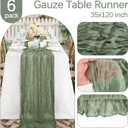 6 Pack Sage Green Cheesecloth Table Runner 10FT Cheese Cloth Boho Gauze Fabric Table Runner 35 x 120 Inch Rustic Sheer for Spring Holiday Wedding Baby Shower Party Decoration