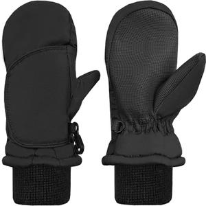 N'Ice Caps Kids Waterproof Snow Mittens Cold Weather Thinsulate Insulated (2-3 Years, Black)