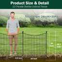 10 Panels Decorative Garden Fence with Gate, 24 in(H) X 20 ft(L) No Dig Dog Fence Animal Barrier Outdoor for Yard, Rustproof Metal Garden Edging and Borders, Temporary Fencing Stakes