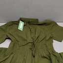 Ladyful Women Casual Button Down Short Sleeve Shirt Dress Tie Waist Midi Shirt Dress Elegant Business Party (Large, Green)