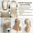 13x6 Lace Front Wig Human Hair 28 Inch 180% Density Platinum Blonde Human Hair Lace Frontal Wigs for Black Women Pre Plucked Silver Blonde Virgin Hair Wear and Go Glueless Wigs for Black Girls