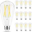 GvvooHome Edison Bulbs, E26 LED Bulb 60 watt Equivalent, Non-Dimmable, Cool White 4000K, ST58 Vintage Light Bulbs, 90+ CRI, 6W, 600LM, E26 Medium Base, Clear Glass, 12 Pack