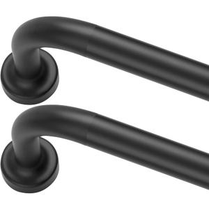 Black Curtain Rods 2 Pack,1 Inch Disc Curtain Rods for Windows 28 to 48",Blackout Wrap Around Curtain Rod with Aluminum Finials and Brackets,No Screw Disassembly Adjustable Curved Curtain Rod (28-48"(2 Pack))