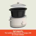 bella 6.0 Qt Manual Slow Cooker, Ceramic Nonstick Coating, 3 Temperature Settings, Dishwasher Safe Stoneware Pot and Tempered Glass Lid, Cool Touch Handles & Tangle Free Cord Wrap, Oatmilk