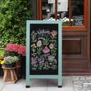 SELEAD Solid Wood A-Frame Chalkboard - 40" x 20" Magnetic Sandwich Board Signs Outdoor Standing Chalk Board Easel Sidewalk Pizarra for Business, Wedding, Garden - Green
