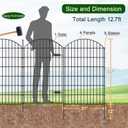 FOREHOGAR Metal Garden Fence with Gate 48in (H) x 12.7ft (L), 1 Gate+ 4 Panels Dog Fence Border Fences Animal Barrier, No Dig Garden Fencing for Yard Flower Bed Lawn Patio Outdoor, ECG4805G, Black