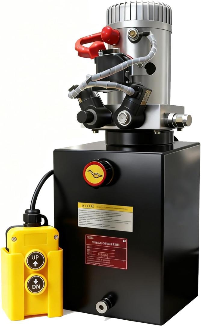 ParnicoTech Hydraulic Pump 10 Quart Double Acting Hydraulic Power Unit 12V DC, 3200 PSI Max Relief Pressure, Hydraulic Pump Dump Trailer Hydraulic Pump, SAE # 6 Port,Steel