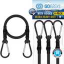 GOEASY0312 Carabiner Bungee Cords with Hooks Heavy Duty - 18" Elastic Bungee Cords With Carabiner Hooks 200 LBS Max Break Strength, UV Resistant for Camping, Tarps, Bike Rack, Tent, Car - 4pcs (Black)