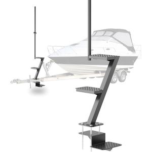 3 Step Boat Trailer Steps for Tongue Heavy Duty, Boat Trailer Ladder with Non-Slip Surface and Safety Handle 500 lbs Capacity