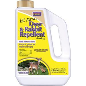 Bonide Go Away! Deer & Rabbit Repellent Granules, 3 lb. Ready-to-Use, Deter Deer from Garden, Flowers & Plants (48 Ounce (Pack of 1))