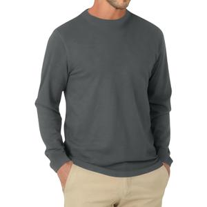 Uni Clau Mens Casual Long Sleeve Tee Shirts Crew Neck Soft Stretch Lightweight Breathable Solid Work Shirts for Autumn (3X-Large, Deep Grey)