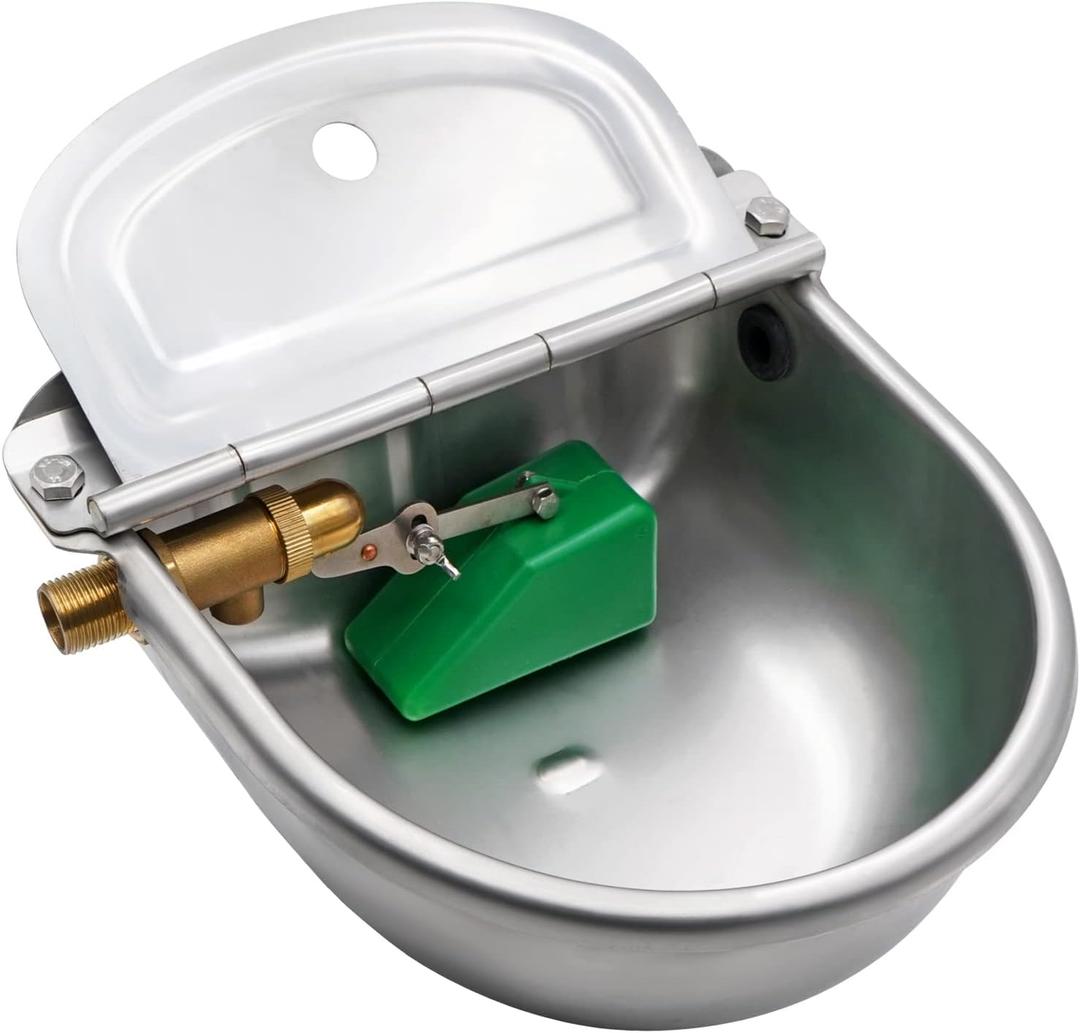 Automatic Dog Water Bowl Dispenser 85oz, 304 Stainless Steel Self-Filling Bowl with Brass Float Valve for Outdoor Large Breeds, Fit 3/4" GHT Faucet - Ideal for Chickens Livestock