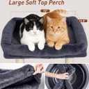 Cat Tree with Large Top Perch Bed (19"15.8"), Small Cat Tower with Scratching Post for Indoor Cats, Dual Natural Sisal Scratcher,Space-Saving,Removable Bed (Dark Gray)