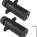 7 Pin Trailer Plug with Waterproof Seal 7 Point Trailer Wiring Replacement Plug Adapter 7 Way Round RV-Style Trailer Side Connector 2-Pack