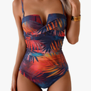 Eomenie Women's Push Up Wrap Front Swimsuit One Piece Tummy Control Bathing Suits Bandeau Support Slimming Swimwear M
