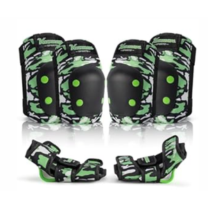 Kuxuan skates Knee Pads for Kids Youth Black Elbow Pads Wrist Guards for Girls Boys 7 in 1 Protective Gear Set with Gift Box in Skateboarding Biking Roller Skating Cycling Outdoor Sports (Small)