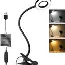 iVict USB Clip on Ring Light with 3 Color Modes, 10 Brightness Levels, Eye Protection, 360 Flexible Gooseneck LED Lamp for Desk Headboard and Video Conferencing