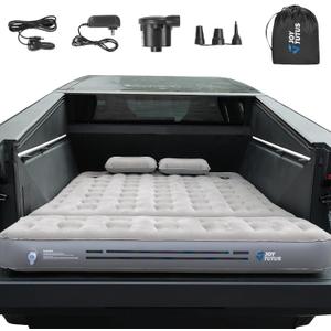JOYTUTUS Truck Bed Air Mattress with 2 Pillows for Cybertruck Accessories Custom Fit Inflation Camping Air Bed with Built-in Pump & Carry Bag- Grey