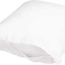 Amazon Basics Standard Breathable 100% Cotton Hypoallergenic Pillow Protector with Zipper, Machine Washable, White, 27 x 21 Inches, Pillows Not Included