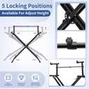 2-tier Double x Keyboard Stand, Heavy-duty Adjustable Height Piano Stand with Locking Straps & Quick Release, Portable X-Style Holder for 54/61/88 Key Digital Pianos, Stage Studio Home Use