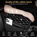 Center Console Cover Fit for Accord: Upgraded Bling Diamond Car Armrest Cover - Crystal Rhinestone Car Center Console Cover with 2 Storage Bags,Anti-Scratch Auto Armrest Pad Accessory Black