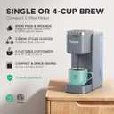 Tastyle Single Serve Coffee Maker, Iced and Hot Coffee Machine for K Cup & Grounds, Compact Design, 40oz Removable Water Reservoir, 6 to 24 Oz Brew Sizes, Fits 7.3" Travel Mug, Gray