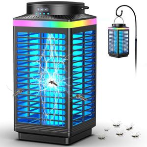 Bug Zapper Outdoor Cordless, 4200V Electric Mosquito Zapper 3 in 1 Portable & Rechargeable Bug Zapper Outdoor Waterproof IP67 with LED Blue Light, Wireless Hanging Fly Zapper for Patio Camping