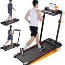 Walking Pad Treadmill with Desk Workstation, 3.0HP Under Desk Treadmills with 8% Incline Handle Bar, Foldable Portable Treadmill for Home Office, 300lbs Capacity, Remote Control, APP