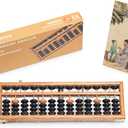 Wooden Abacus - Professional 13 Column Soroban - 10.83 Inches (27.5 Centimeters) - Calculator with Reset Button - Made