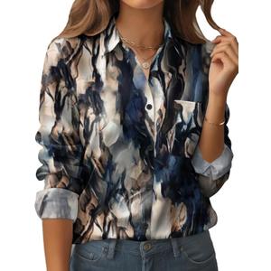 Zeagoo Womens Button Down Shirt Long Sleeve Blouse Business Work Tops Dressy Casual Floral Printed Outfits with Pocket (XL)